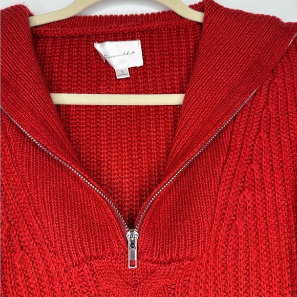 Line and Dot Red Women's Cropped Sweater with Zipper Size Small - Picture 3 of 8
